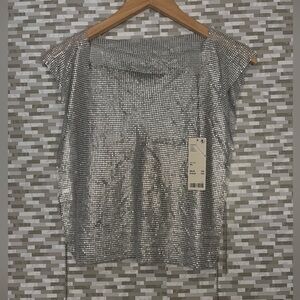 NWT Urban Outfitters Silver Sequin Tank Top